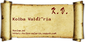 Kolba Valéria névjegykártya